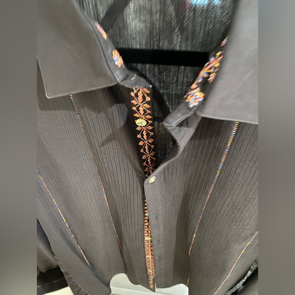Multi-Colored Black Button Down By Robert Graham - image 8